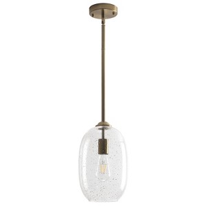 PAKOKULA 60-Watt 1-Light Gold Oval Pendant Light with Clear Seed Glass - 1 of 4