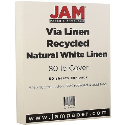 JAM Paper Strathmore 80lb Cardstock 8.5 x 11 Coverstock Natural White Linen 144010