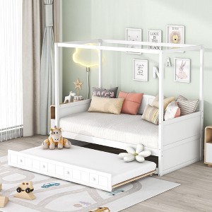 Twin Size Canopy Daybed with Storage Drawers/Trundle Bed - 1 of 4