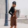 Women's Brown Corduroy Square Neck Midi Skirtalls - Cupshe - 4 of 4