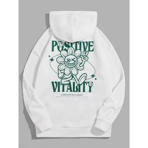 TIME HOLLOW Minimalist Creative Print Letter Casual Sports Hoodie - Versatile Wear - 1 of 3