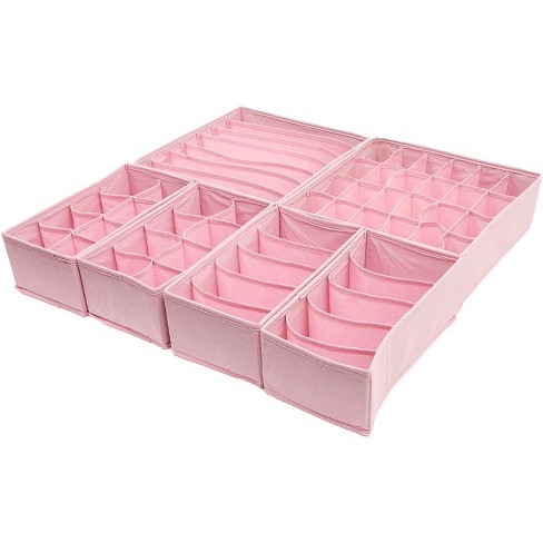 Juvale Set of 6 Pink Foldable Drawer Dividers, Fabric Closet Organizer  Under Bed Storage Box for Underwear Bra Sock 11.5