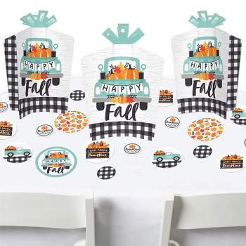 Big Dot of Happiness Happy Fall Truck - Harvest Pumpkin Party Decor and Confetti - Terrific Table Centerpiece Kit - Set of 30