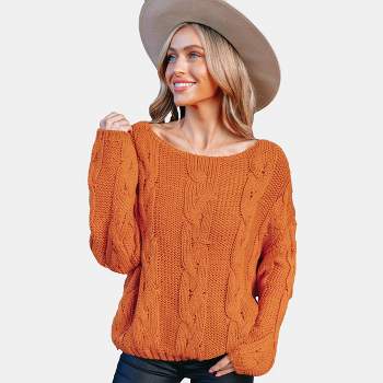 Women's Cable Knit Drop Sleeve Sweater - Cupshe