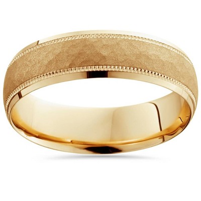Pompeii3 Hammered 6mm Wedding Band 10K Yellow Gold