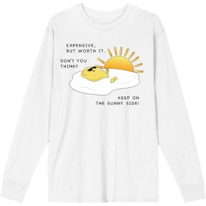 "Eggspensive Eggs - Keep On The Sunny Side" Adult Crew Neck Long Sleeve Tee - 1 of 2