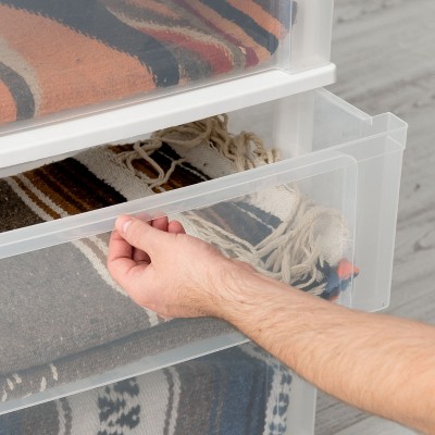 White and Clear Plastic 4-Drawer Rolling Storage Cart