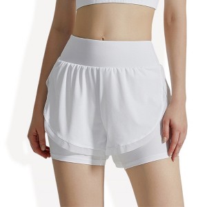 Anna-Kaci Active Women's High Waist Layered Athletic Shorts with Mesh Lining and Side Pockets - 1 of 4