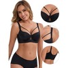 INSPIRE CHIC Women's 3/4 Cup Push-Up Soft Underwire Support Front Cross Lingerie Adjustable Straps Everyday Bras - 3 of 4