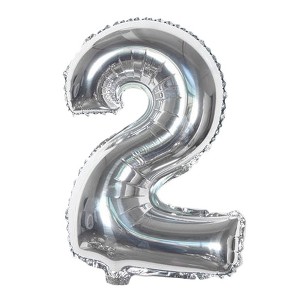 Unique Bargains Foil Number 2 Shape Helium Balloon Birthday Wedding Silver Tone 16" - 1 of 3