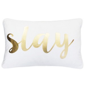 Suzy Slay Lumbar Throw Pillow White - Décor Therapy