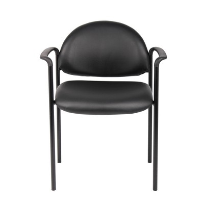 Contemporary Black Caressoft Stacking Chair with Metal Frame