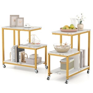 Tangkula G-shaped Side Table 7-Tier Mobile End Table with Open Shelves Small Sofa Couch Side Table - 1 of 4