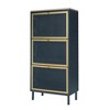 ORRD Modern 3-Tier Metal Shoe Rack, Freestanding Storage Cabinet with Rattan Door, Waterproof Melamine Top, Anti-Tip Design for Entryway - 4 of 4