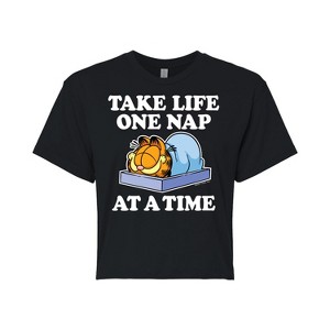 Women's - Garfield - Take Life One Nap Cropped Graphic T-Shirt - 1 of 4