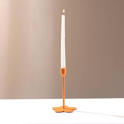 Gulches Floral Fusion Orange Ceramic Decorative Candle Holder 1-Pack
