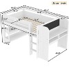 Twin/Full Loft Bed, Wood Low Loft Bed Frame with Storage Bookcases, Built-in Desk & Blackboard, No Box Spring Needed - ModernLuxe - 4 of 4