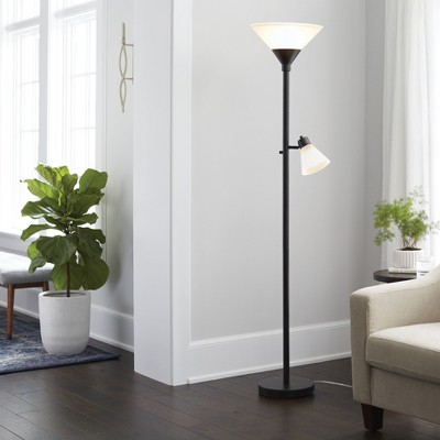 Mother Daughter Torchiere Floor Lamp with Glass Shade - Threshold™