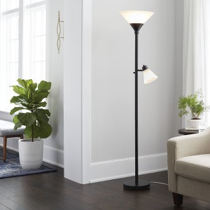 Mother Daughter Torchiere Floor Lamp with Glass Shade - Threshold™ - 1 of 4