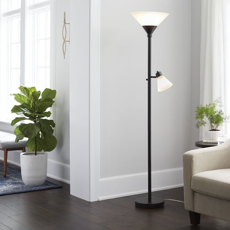 Mother Daughter Torchiere Floor Lamp with Glass Shade - Threshold™, 4 of 8