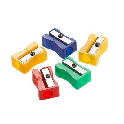 Assorted Color Plastic Single-Hole Manual Pencil Sharpeners, 24 Pack