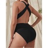 Clearlove Women One Piece Swimsuit Ribbed Monokini Swimwear Scoop Neck Low Back Bathing Suit - 3 of 4