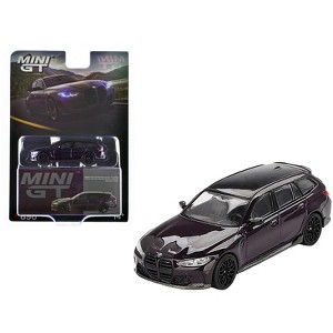BMW M3 M Performance Touring Daytona Violet Metallic with Black Top Limited Edition 1/64 Diecast Model Car by Mini GT - 1 of 4