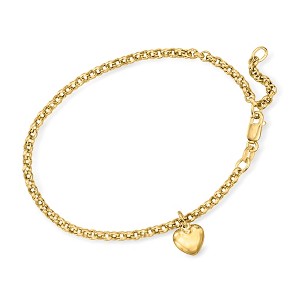 Ross-Simons Italian 18kt Yellow Gold Heart Charm Bracelet. 6.25 inches - 1 of 4