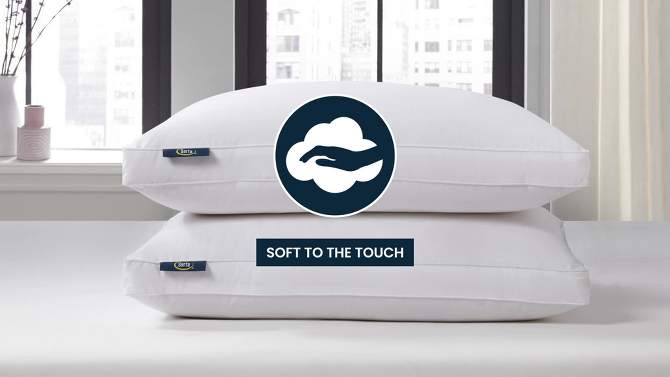 Serta Cotton Blend European Down Firm Bed Pillow, 2 of 5, play video