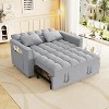 MAYEERTY Sleeper Sofa Couch Pull Out Bed Modern Velvet Convertible Small Love Seat with Pillows Sode Pockets for Small Space Light Gray - 4 of 4