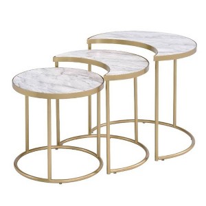 Acme Furniture 24" Anpay Accent Table Set Faux Marble/Gold: Elegant Nesting Side Tables, No Tools Required - 1 of 4