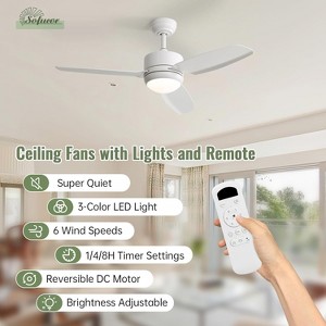 46 inch Quiet Ceiling Fans with Lights and Remote Modern High CFM Bedroom Ceiling Fan Dimmable 6-Speed 3-Timer Reversible DC Motor for Living Room - 1 of 4