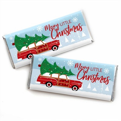 Big Dot of Happiness Merry Little Christmas Tree - Candy Bar Wrapper Red Car Christmas Party Favors - Set of 24