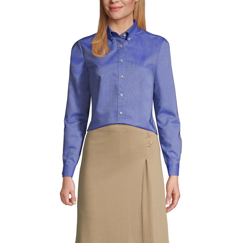 Lands' End School Uniform Women's Long Sleeve Oxford Dress Shirt, 2 of 3