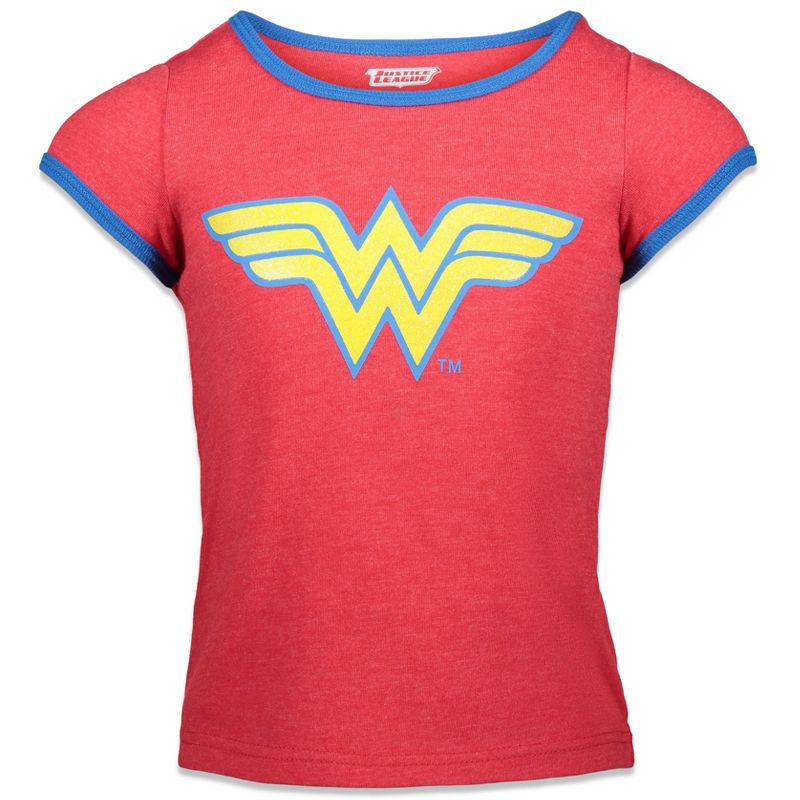 DC Comics Batgirl Supergirl Wonder Woman Toddler Girls 3 Pack Graphic T-Shirt , 4 of 6