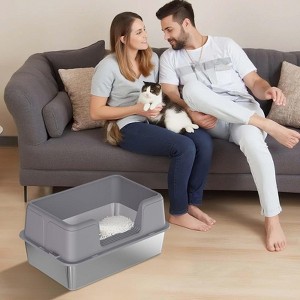 COZONY Stainless Steel Litter Box with Lid, Extra Large High Sided Cat Litter Tray with Anti-Slip Mat & Scoop - 1 of 4