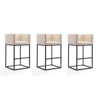Set of 3 Embassy Upholstered Metal Barstools - Manhattan Comfort