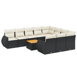 vidaXL Garden Sofa Set Black, Cream White - 1 of 4