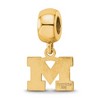 Black Bow Jewelry 14k Yellow Gold Plated Sterling Silver Michigan Wolverines NCAA Bead Charm - 4 of 4