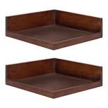 2pc Levie Floating Corner Wood Wall Shelf Set Walnut Brown - Kate & Laurel All Things Decor