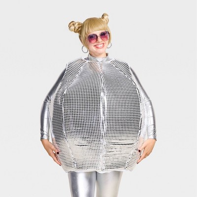 Adult Disco Ball Halloween Humor Costume Apparel Top - Hyde and EEK! Boutique™ Metallic Silver One Size Fits Most