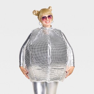 Adult Disco Ball Halloween Humor Costume Apparel Top - Hyde and EEK! Boutique™ Metallic Silver One Size Fits Most - 1 of 3
