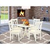 HomeStock 5-Piece Linen White Finish Solid Wood Top Dining table with 4 Chairs with Drop Leaf Lattice Back - 2 of 4