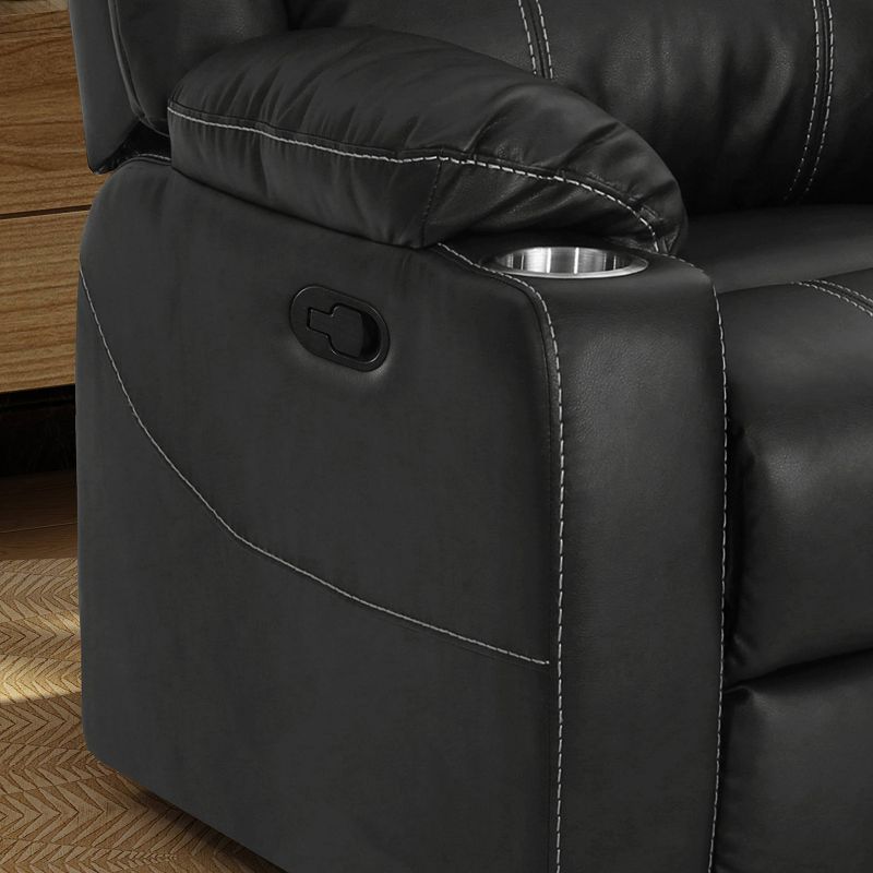 Sarina Traditional Leather Recliner with Steel Cup Holders Black - Christopher Knight Home, 5 of 8
