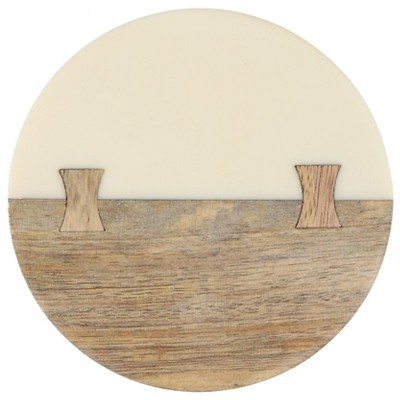 Round Wood and Resin 4" Coaster Set of 4