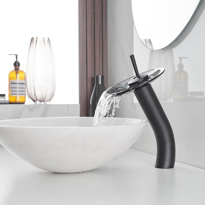 Matte Black Stainless Steel Waterfall Vessel Sink Faucet