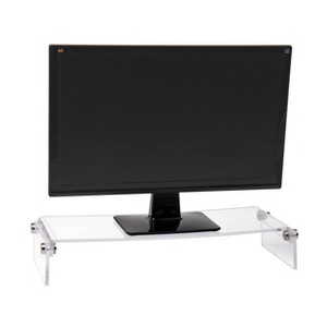 Mind Reader Acrylic Monitor Stand Clear: Computer Desk Riser, Metal Hardware, No Assembly Required, 22" Width - 1 of 4