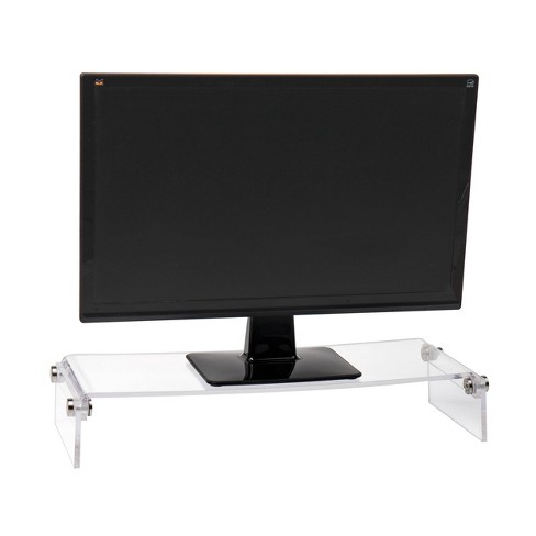 Mind Reader Large Dual Monitor Stand with Storage Riser Black