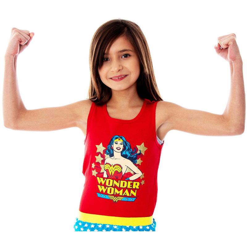 DC Comics Girls Wonder Woman Pajamas Tank Top And Shorts Pajama Set WW Logo, 4 of 6