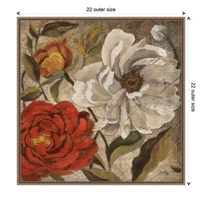 Classic Floral Beaded Framed Canvas Wall Art